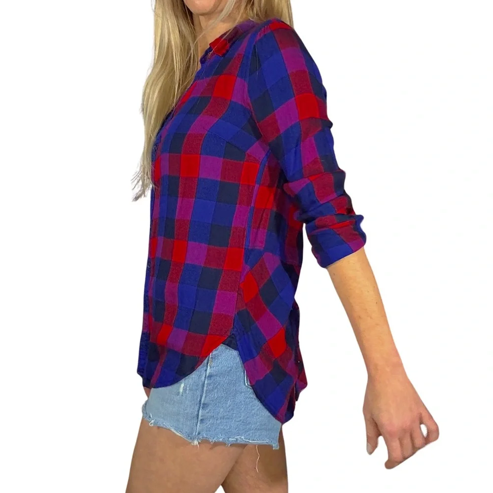 LUCKY BRAND Blue and Red‎ Bungalow Plaid Button Down Shirt